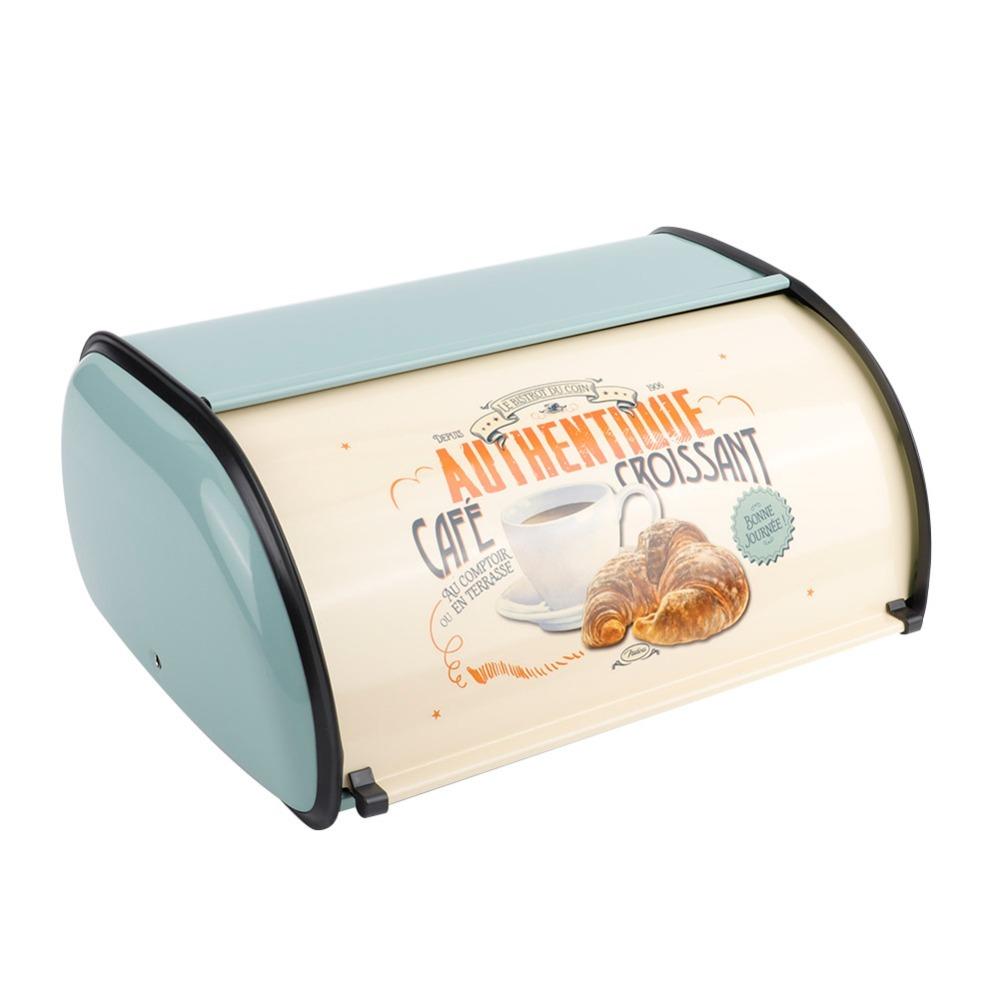 Red/Blue Roll Top Bread Box Metal Food Storage Bin Practical Bread Holder Container Bakery Use