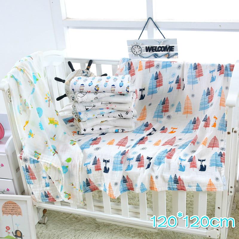 Muslin 120*120CM Cotton Baby Swaddles Soft Newborn Blankets Bath Gauze Infant Wrap Sleepsack
