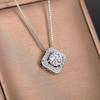 Sterling  Square Shaped Pendant Necklace with Brilliant Cubic Zircon Fashion Luxury Wedding Necklace Jewelry for Women