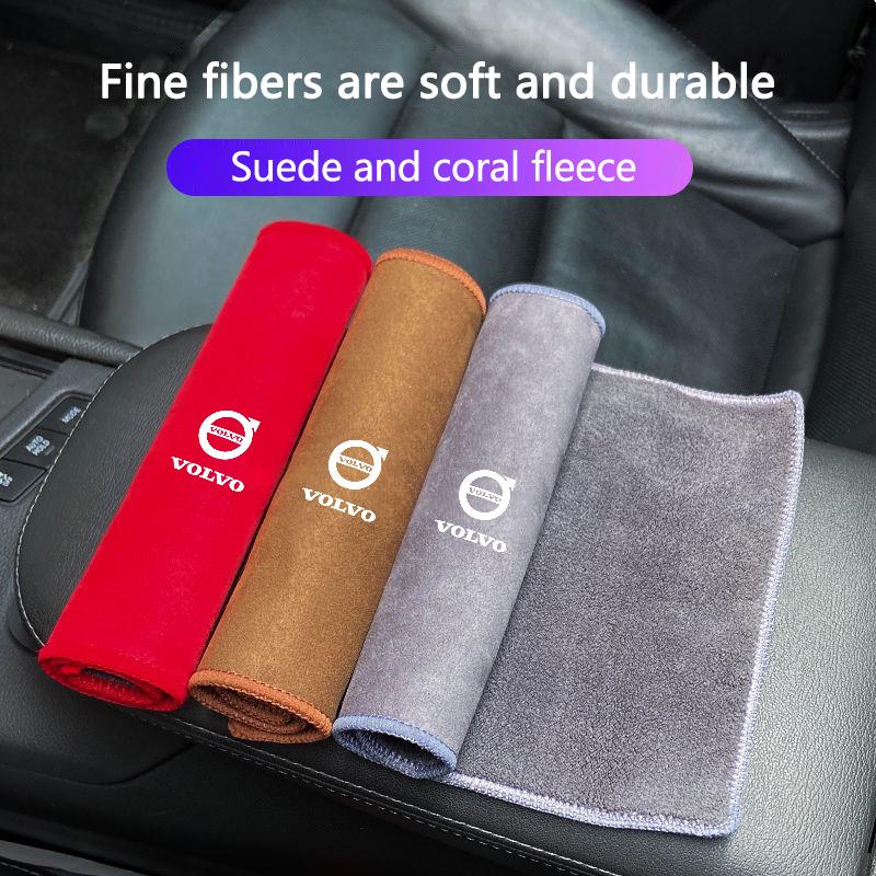 1PC Car Logo Wash Microfiber Towels Cleaning Drying Cloth For Volvo XC60 V50 V40 XC90 V90 V60 EX90 S90 XC40 C40 Auto Accessories