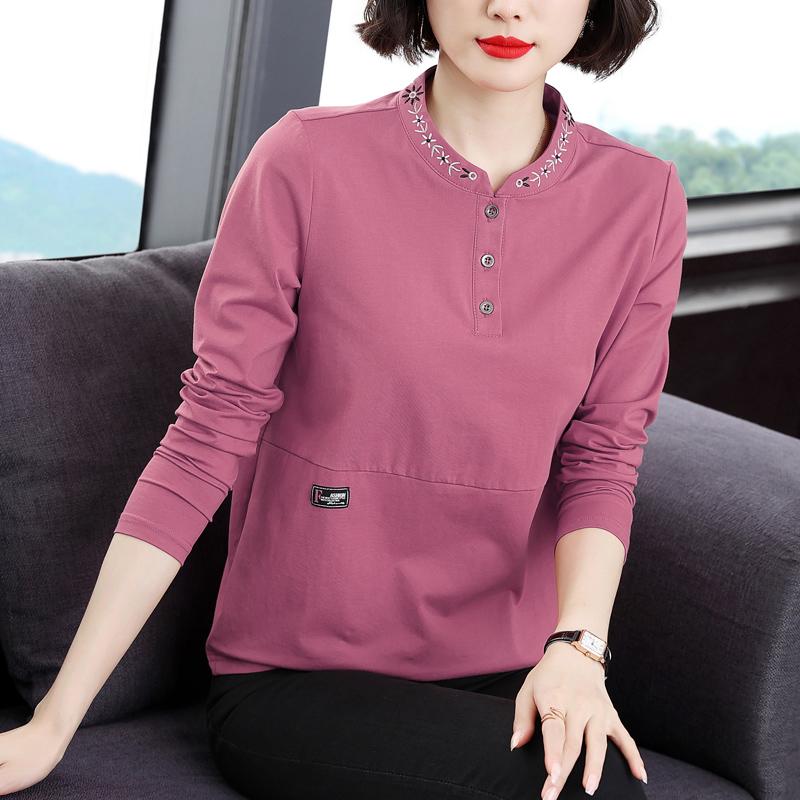 Fashionable Women's T-shirt Long-sleeved New Women's Spring and Autumn Tops Middle-aged and Early Autumn Trendy Base Shirt