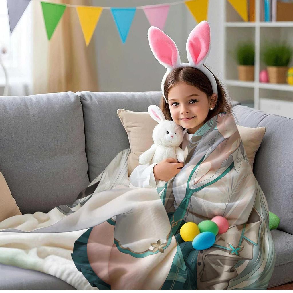 Cartoon Printed Flannel Blanket for Beds Hiking Picnic Fashionable Bedspread Throw Blanket