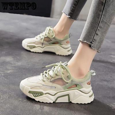 Дышащие старые папины туфли с сетчатой ​​полой, женская летняя корейская версия, повседневная спортивная обувь с толстой подошвой