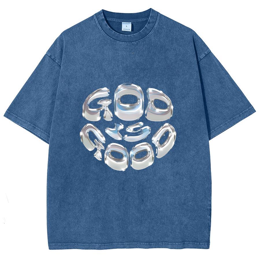 Футболка женская с надписью «God Is Good» из чистого хлопка, свободного покроя, со средним рукавом, простая уличная, базовая, с коротким рукавом