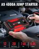 Пусковое устройство 4000А, 12В Портативный бустер автомобильного аккумулятора с USB, Светодиодной подсветкой, Пусковыми проводами, Кейсом для хранения