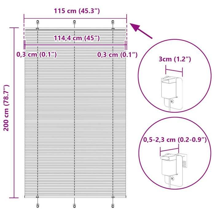 VidaXL Store plissé rose 115x200 cm largeur du tissu 114,4cm polyester, store plissé de fenêtre, store accordéon, store 4015469