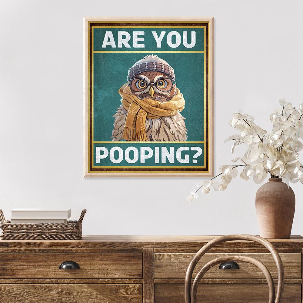 Funny Animals Owl Are You Pooping Poster Bath Decorative Painting Canvas Wall Pictures for Toilet Humorous Kid's Bathroom Decor