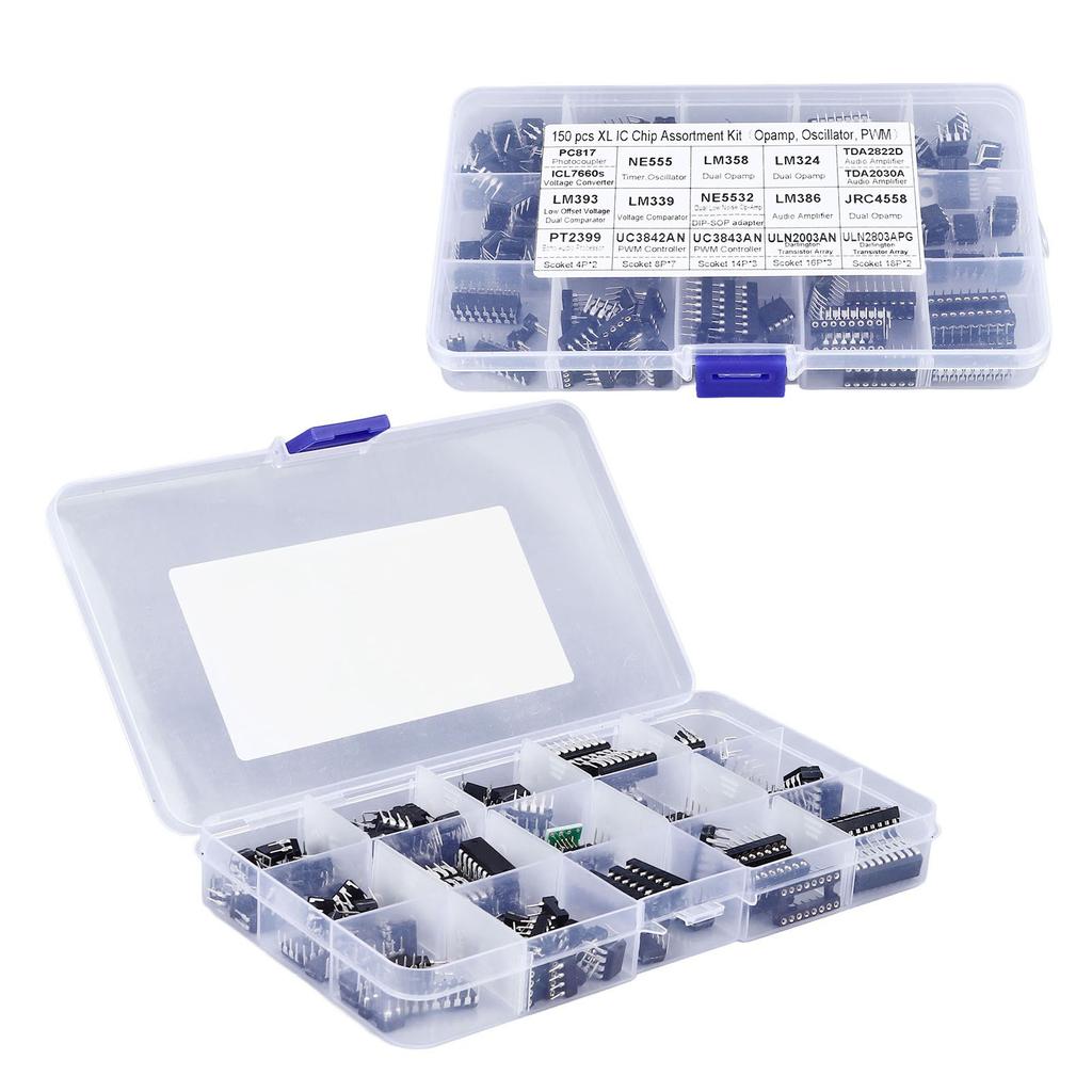 150 шт. 10 типов интегральных микросхем с плоскими штыревыми микросхемами, набор адаптеров для гнезда микросхемы