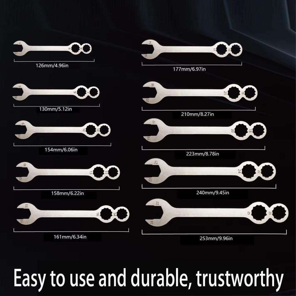 4 In 1 Double Use Wrench Open End Wrench Set 4 SPEC Ended Spanner Kit Stainless Steel Socket Key Ratchet Mechanical Tool