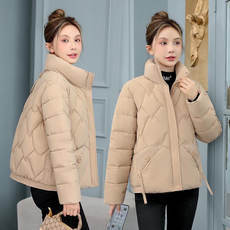 Winter Coat Women's Casual Solid Color Lightness and Thinness Short Section Cotton-padded Jacket