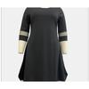 Plus Size Women's Black Stretch Knit Mesh Stitching Mid Length Dress