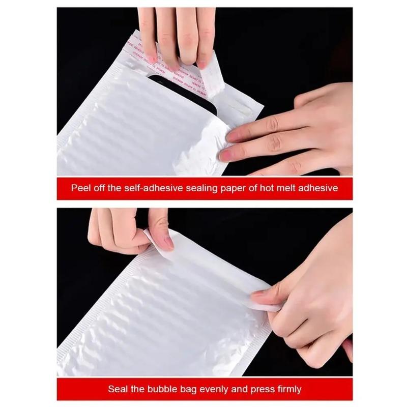 50Pcs Durable Soft Bubble Mailers Pearlescent Film Waterproof Shipping Bags Self Sealing White Foam Envelope Packaging Bag
