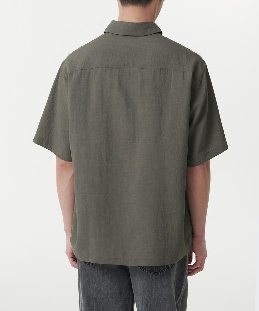 MUSINSA STANDARD Relaxed Linen-Like Tunic Short Sleeve Shirt [Khaki Grey]