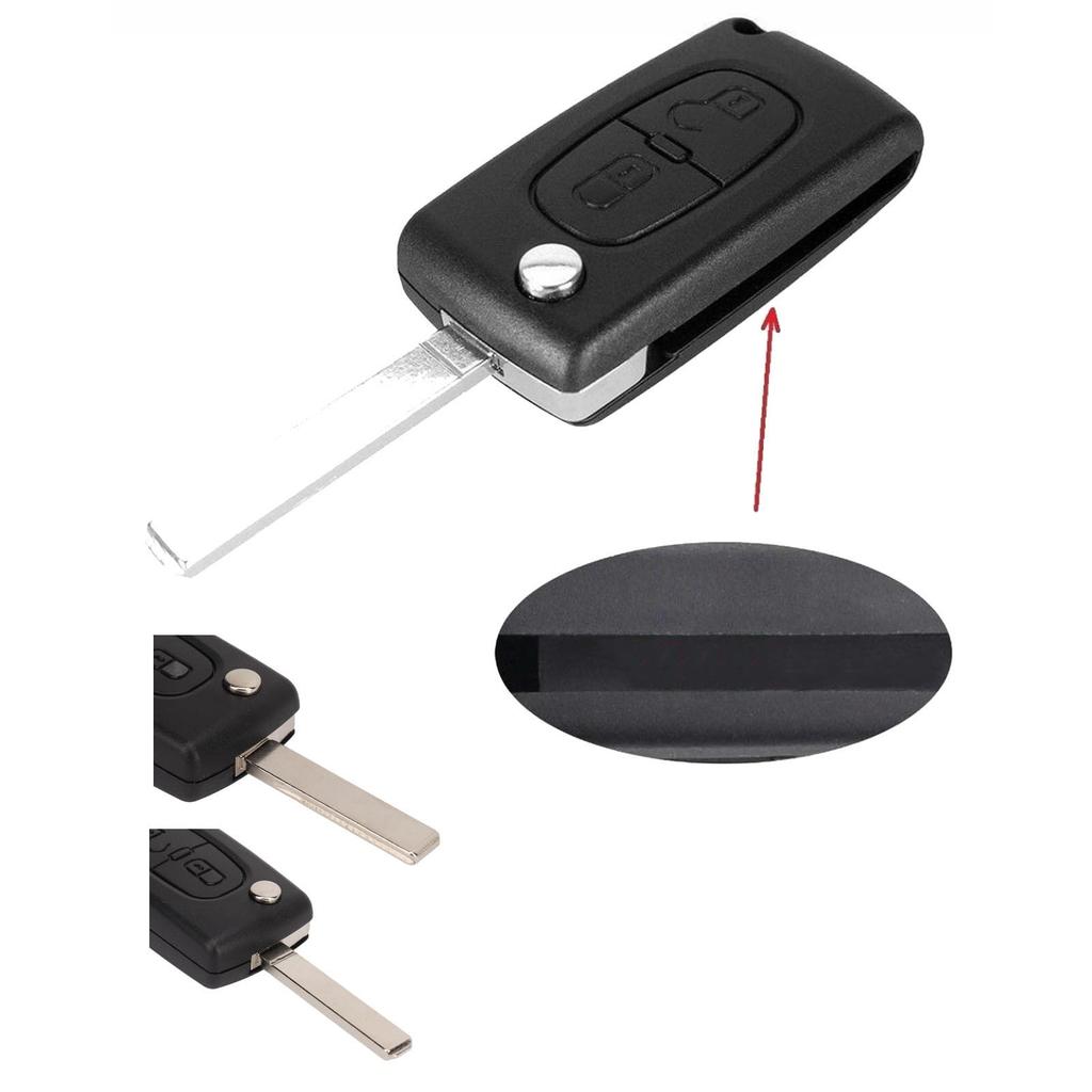 Flip Key Fob Case, 2 Buttons Black Easy To Carry, Peugeot 107 207 307