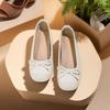 Внутреннее увеличение высоты мягкая кожа толстый каблук одинарная обувь бант милая плоская балетки одинарная обувь