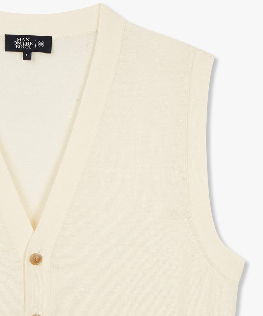 Мужской жилет Man On The Boon [Ткань Loro Piana], вязаный, шерстяной, с V-образным вырезом_Кремовый 4714113008