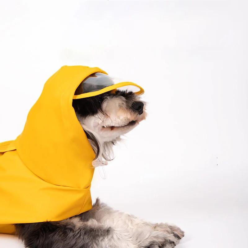 Dog Clothes PU Waterproof Jacket Dog Raincoat Pet Supplies Waterproof Outdoor Can Tow Dog Cloak and Rain Cloak Pet Clothing Casual Stomach Protection