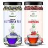 NeutraVed Blue Butterfly Pea Flower 20g and Hibiscus Flower Tea 30g Combo | Natural Blue, Red Color  - 50gm