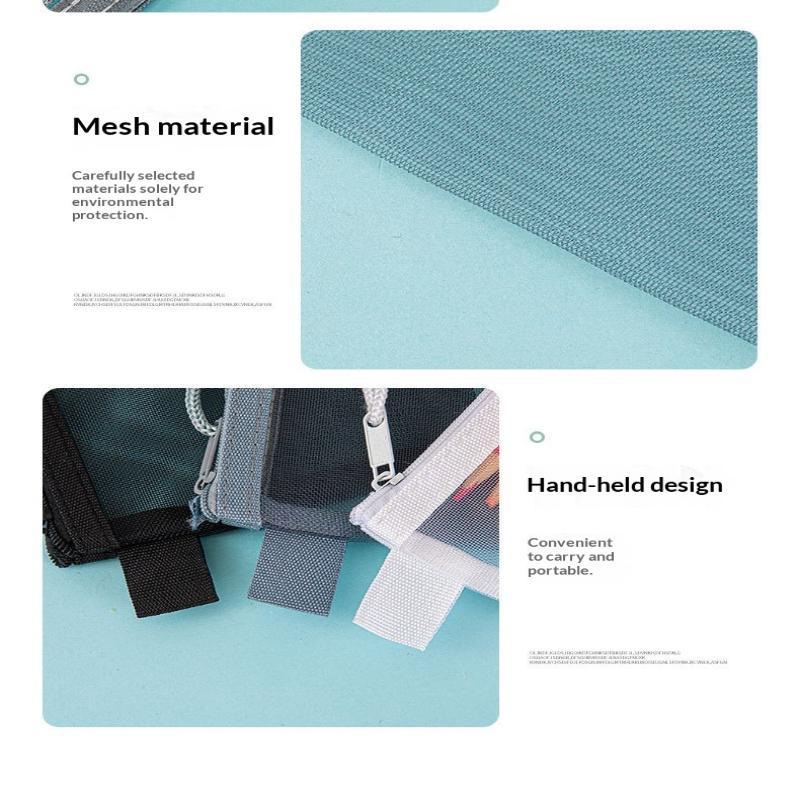 Mesh Pencil Pouches With Transparent Design And Durable Zipper Perfect For School Exams Office Daily Storage