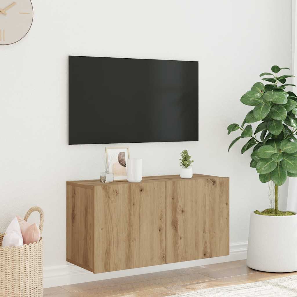 Vidaxl Ścienna Szafka Tv, Dąb Artisian, 80X30X41 Cm