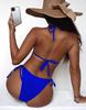 Женский купальник, сплошной цвет, сексуальный комплект бикини с треугольной лямкой и завязкой на спине, 5 цветов