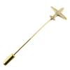 [P8118] - Golden White 'Airplane' Designer Brooch - 70 Mm - 20x19 Mm