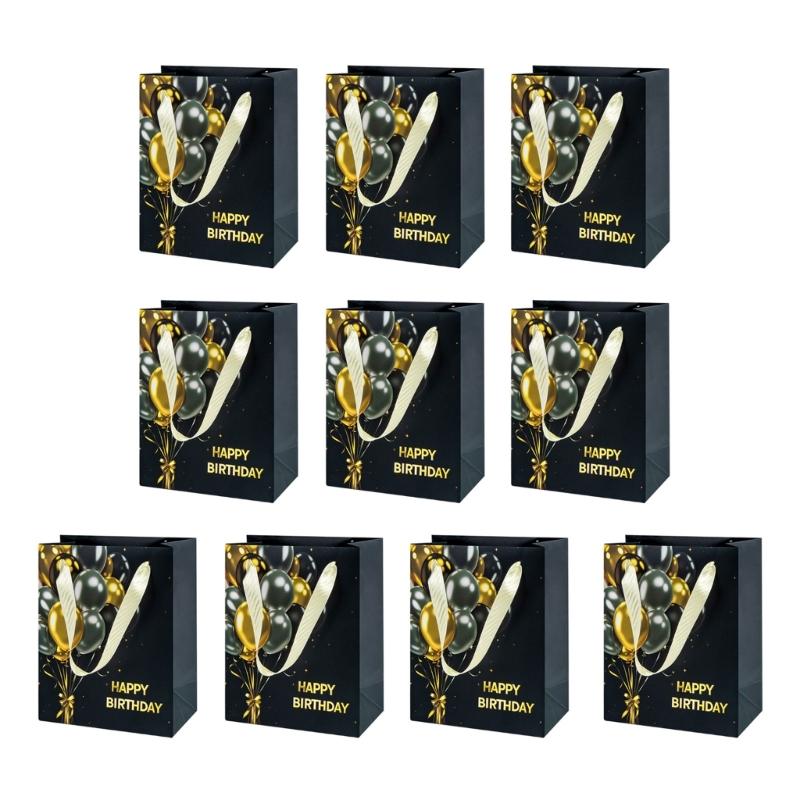 10 Штук Разноцветных Бумажных Пакетов Стильные Мешочки для Хранения Праздничных Подарков Ручной Работы Разноцветный Подарочный Пакет с Ручками