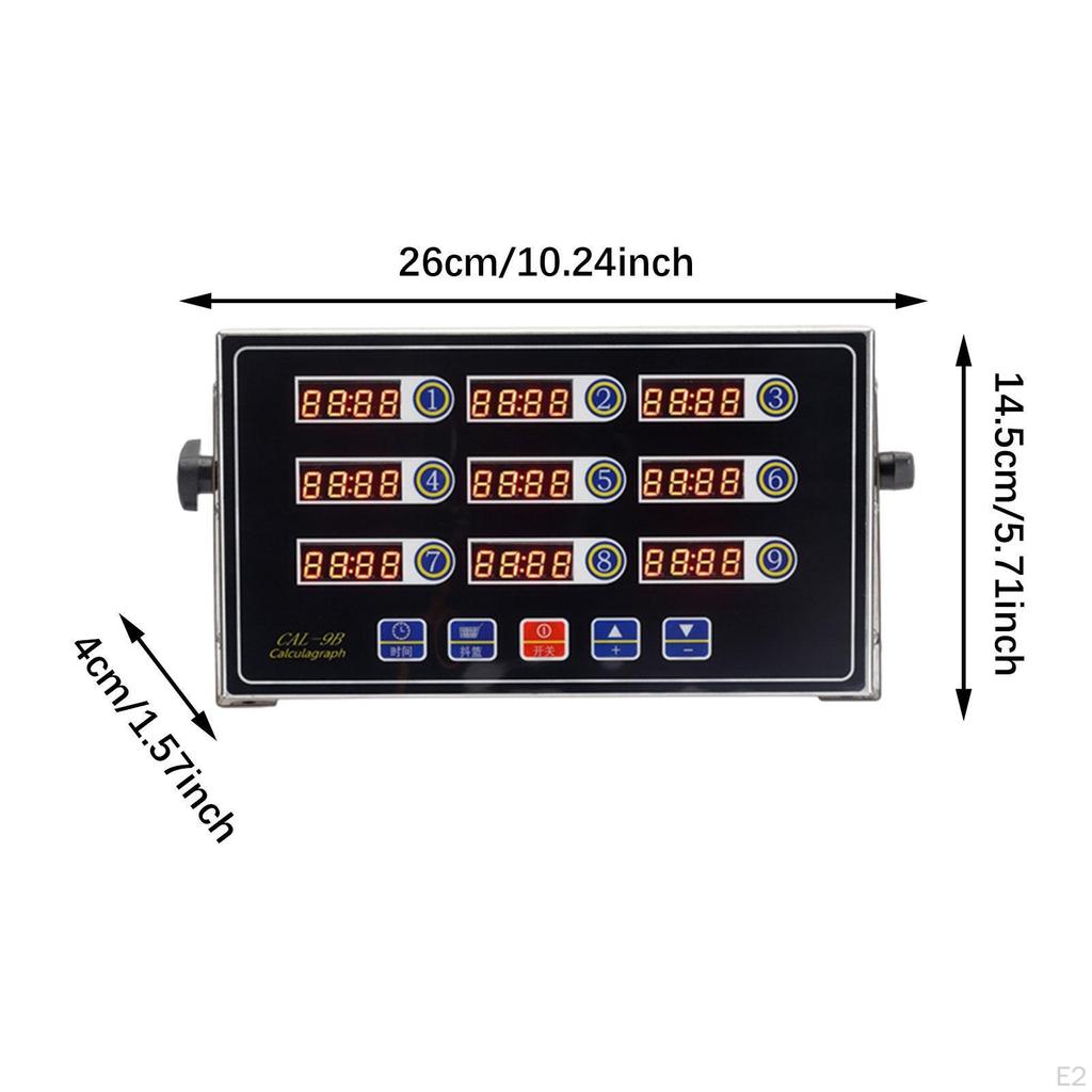 Цифровой кухонный таймер 9-канальный из нержавеющей стали, прочные часы для выпечки, фритюрницы, напоминание о приготовлении пищи