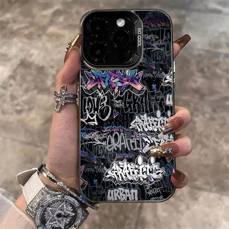 Розовый Уличный Граффити Хип-Хоп Дизайн Защитный Чехол для Серии iPhone 17 16 15 14 13 12 11 16E Pro Max Plus