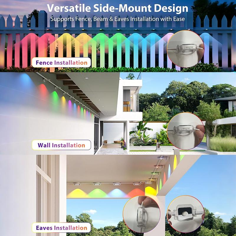 Permanent Outdoor Lights IP67 LED Eaves Lights with App Control DIY Scenes Modes RGB Color Change for House Holiday Daily Decor