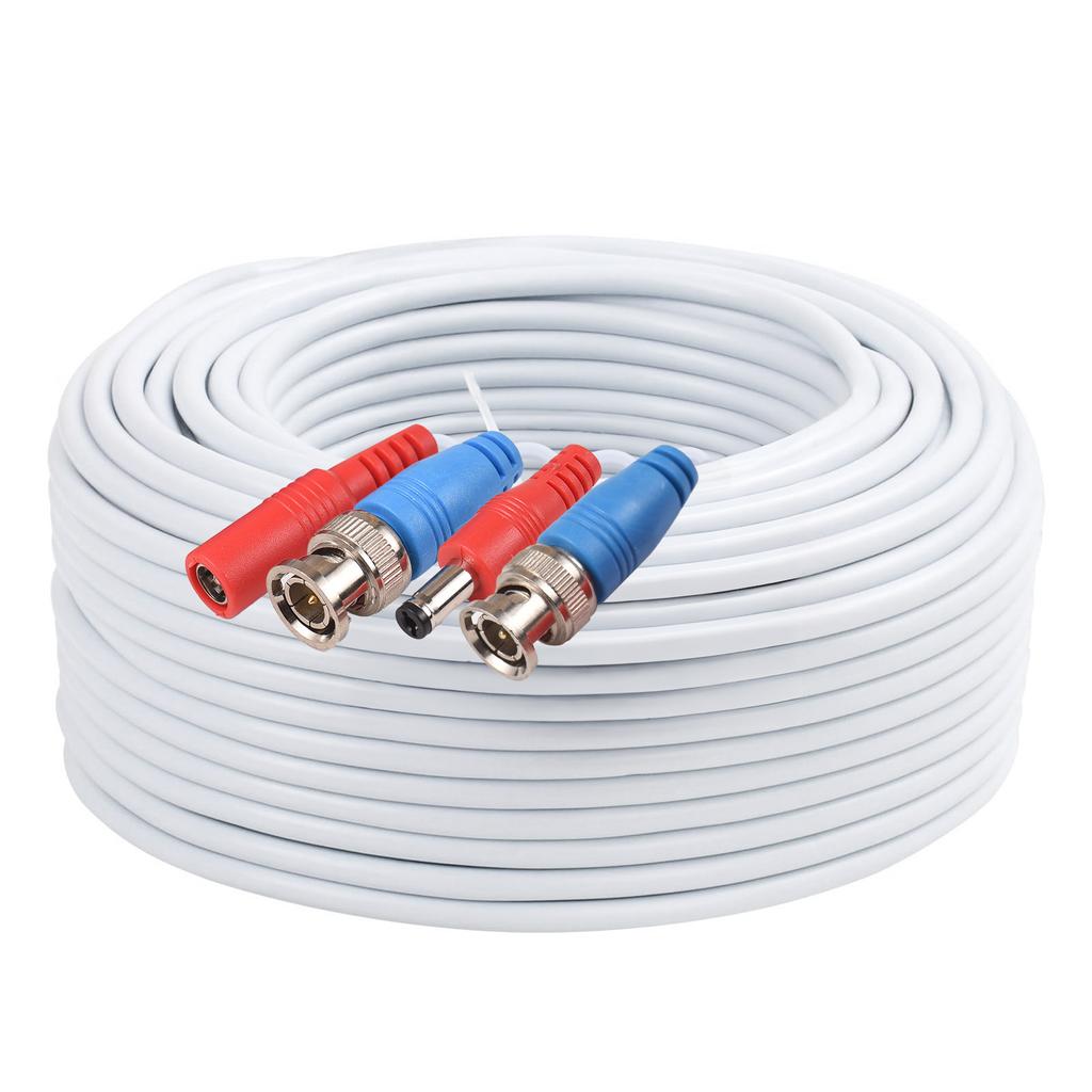 60 Feet BNC Video Power Cable Wire 2MP All-in-One Video Security Camera Wire with Connectors for