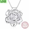 Lekani 925 Sterling Silver Lotus Necklaces &Pendants For Women Elegant Flower Short Necklace Sterling Silver Fine Jewelry Bijou