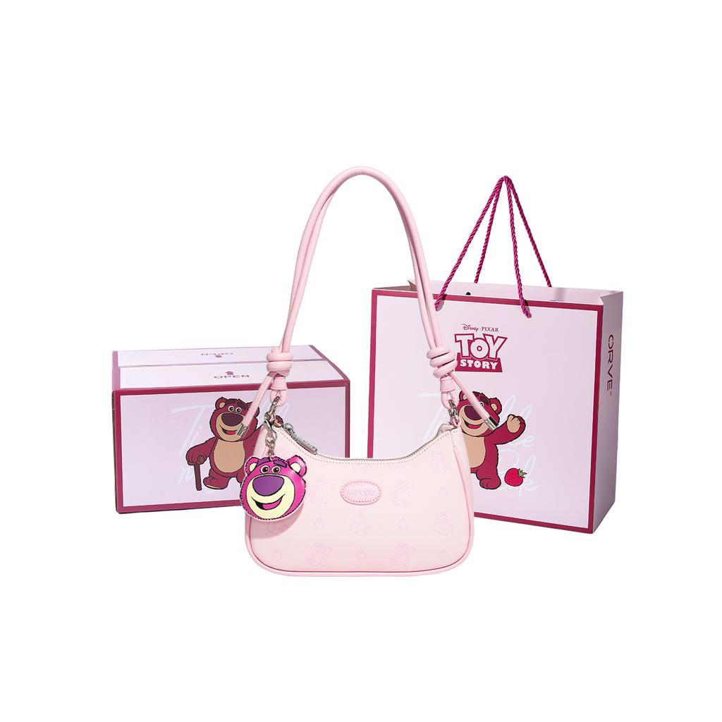 New Disney Strawberry Bear Series PU Shoulder Bag Regular Women's White/Pink BMK-71537W