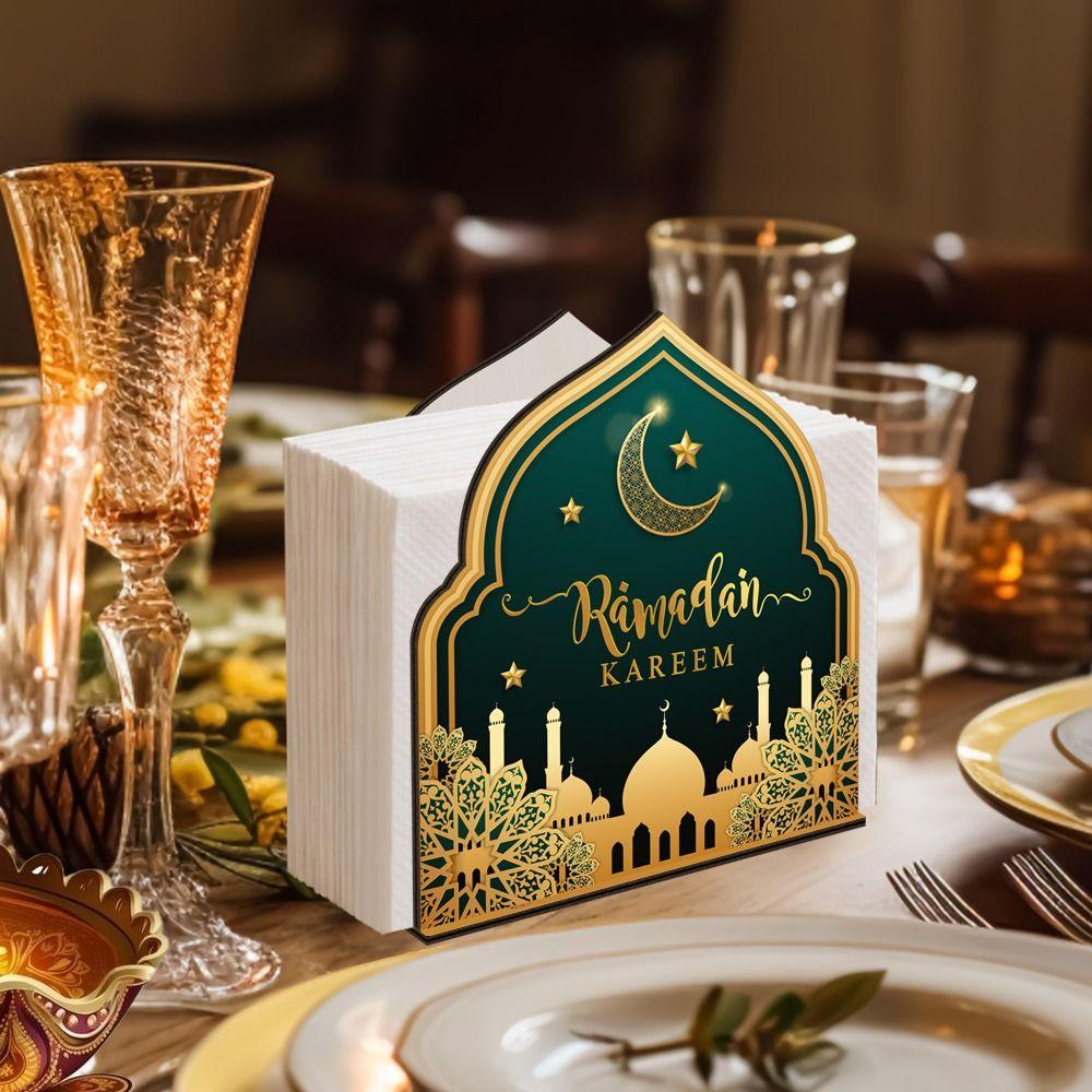 Деревянная коробка для салфеток Eid Mubarak Противоскользящий Декоративный Держатель для салфеток Рамадан Большая вместимость Держатель для бумажных полотенец Настольный декор