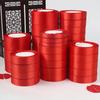 Красная полиэстеровая свадебная и подарочная атласная лента для украшений