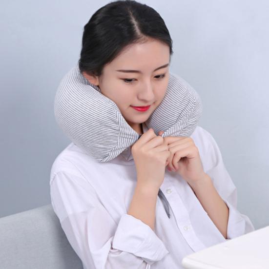 Дорожная подушка для поддержки шеи со скрытой молнией. Супермягкая дышащая регулируемая наполняемая U-образная дорожная подушка для шеи.