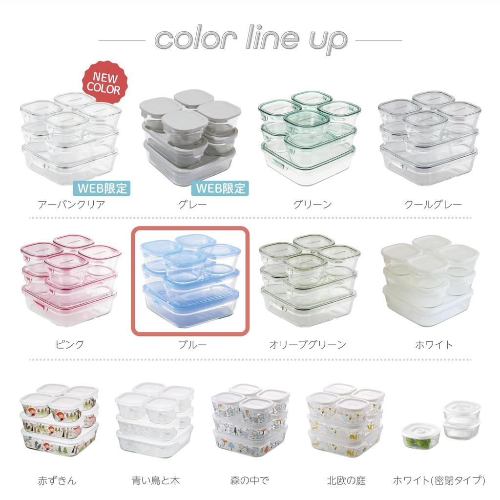 Iwaki Heat Resistant Glass Storage Container Blue 7 Piece Set Pack Microwave & PSC-NPR-B7