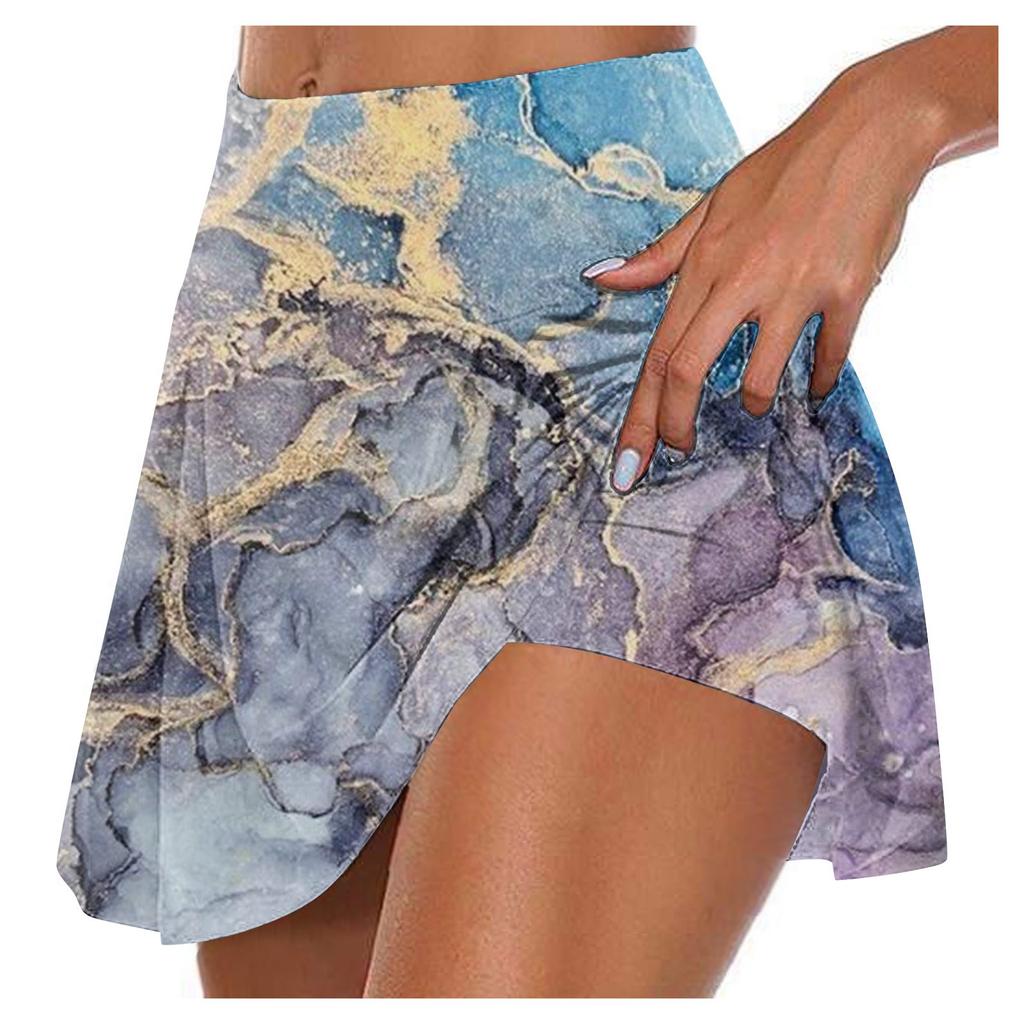 Women's Athletic Stretchy Pleated Tennis Skirts Run Yoga Inner Shorts Elastic Sports Golf Skorts