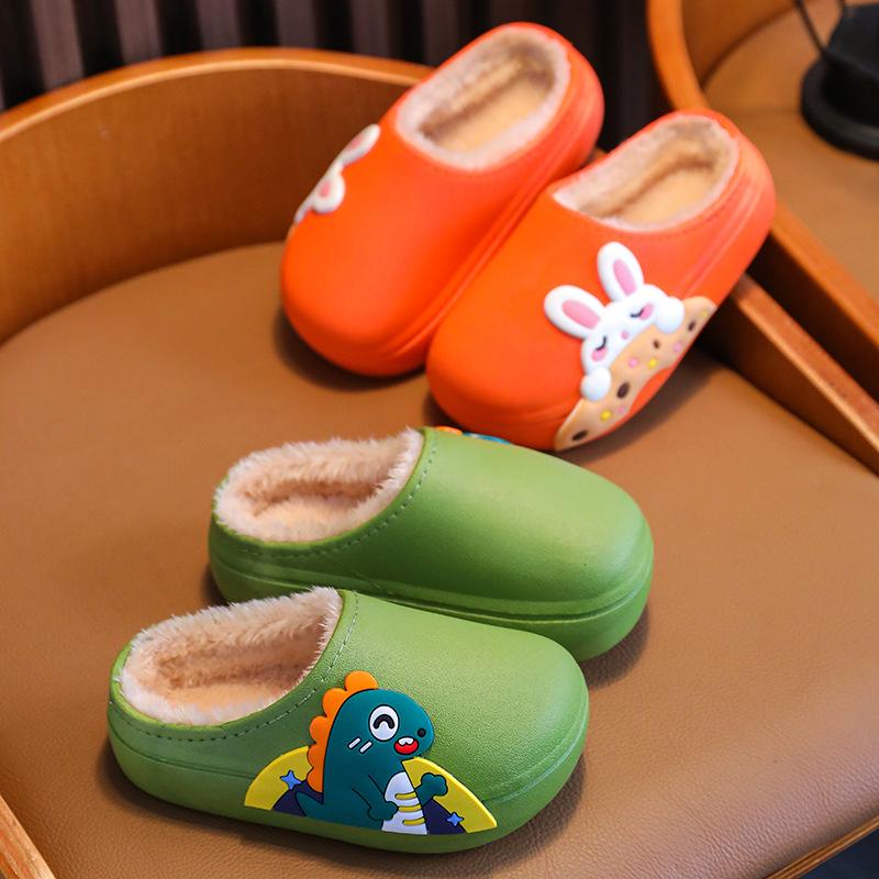 Kids Winter Cotton Slippers: Non-Slip, Warm, Waterproof, Soft Bottom Home Shoes
