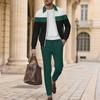 Мужской осенний вафельный кардиган и комплект брюк с молнией, в стиле color block