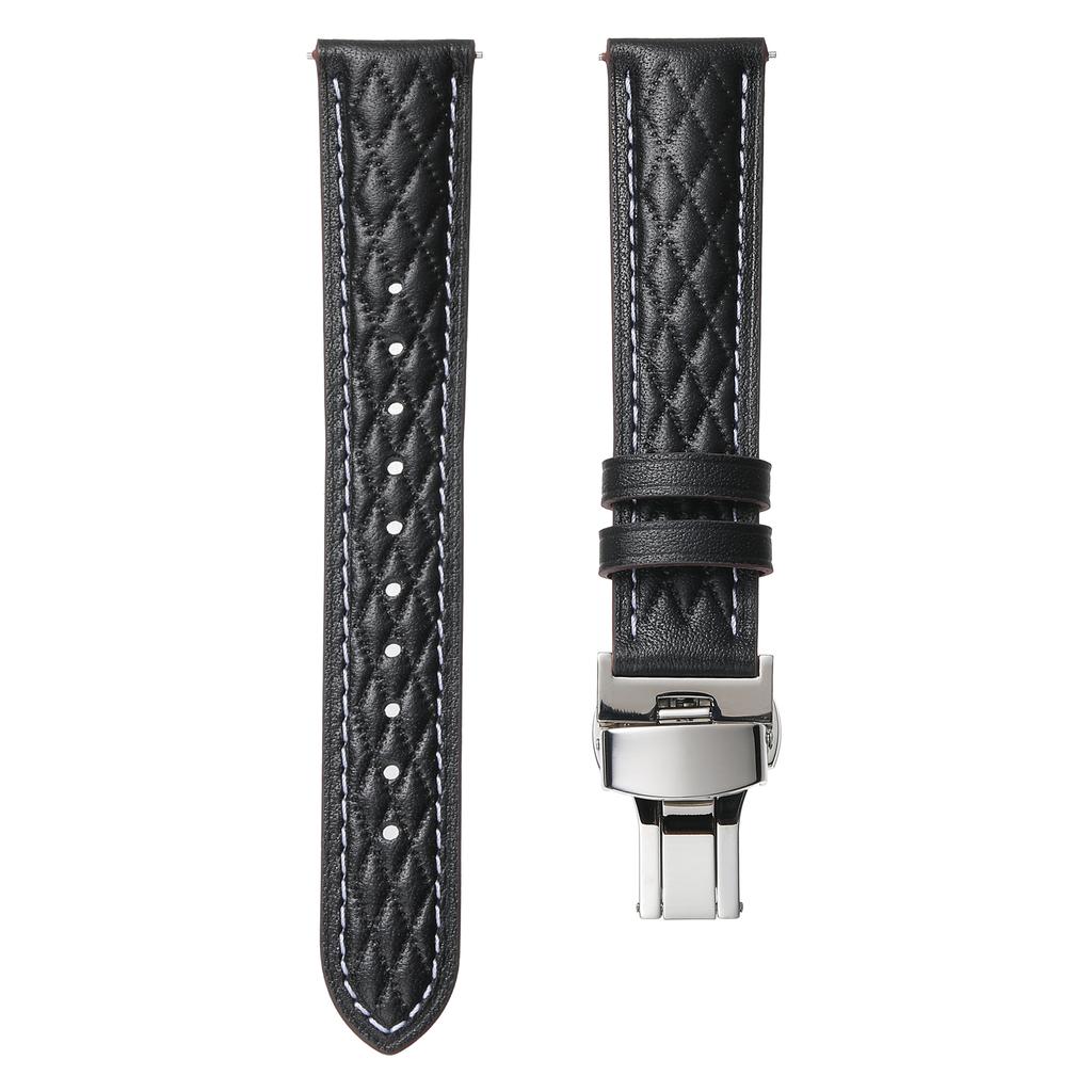 18mm Watch Band For Huawei Watch GT 5 Pro 42mm/GT 5 41mm/GT 4 41mm/Garmin Venu 3S ,Genuine Cow Leather Diamond Pattern Strap