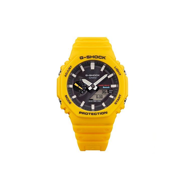 Casio G-Shock Классические Восьмиугольные Защищенные Спортивные Кварцевые Часы с Двойным Дисплеем и Углеродным Сердечником Водонепроницаемые Мужские Часы Черные GA-B2100C-9APR