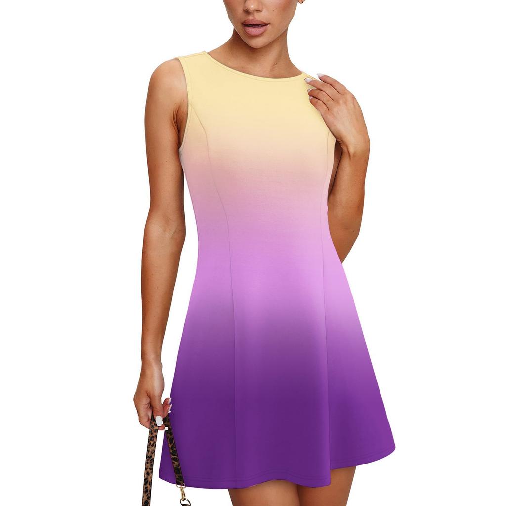 Women's Fashionable Casual Printed Sleeveless Round Neck Dress Sleeveless Round Neck Dress