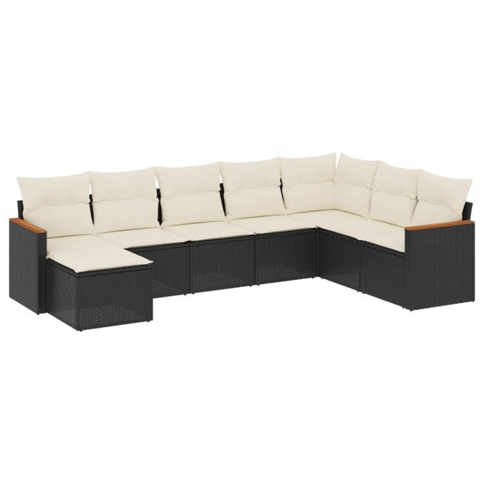 VidaXL Salon de Jardin avec Coussins 8 pcs, Canapés de Terrasse, Ensemble de Meubles de Patio, Mobilier d'Extérieur, Noir 3226245