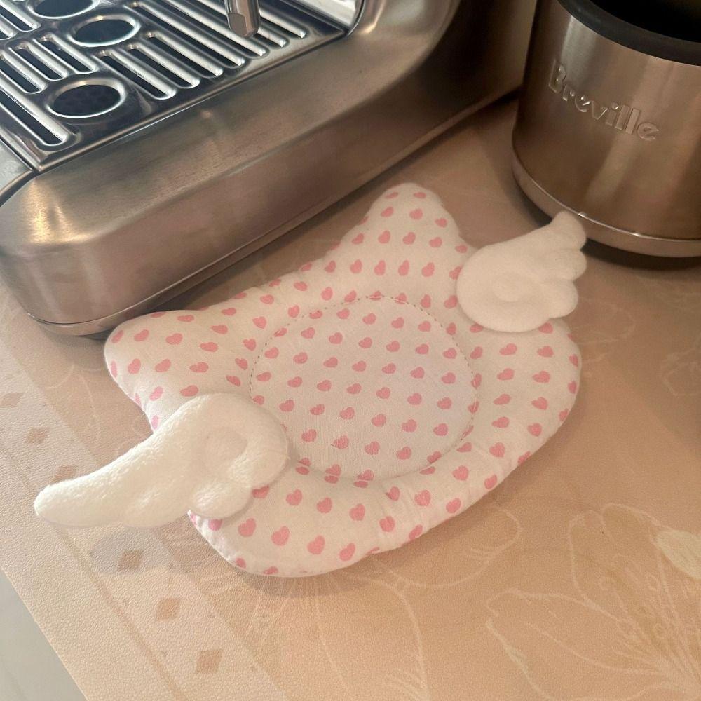 Heart Print Insulated Coaster Angel Wings Decoration Table Mat New Cup Mat Home Decoration