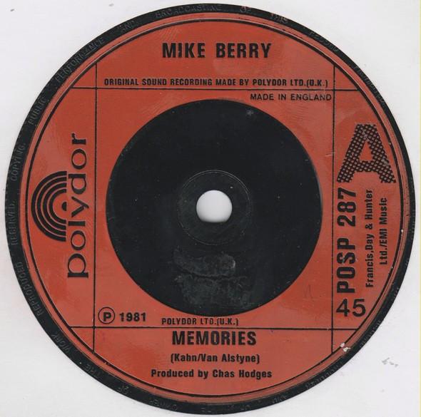 7-дюймовая пластинка MIKE BERRY - Memories POSP287 Polydor 1981 UK Rock Б/у