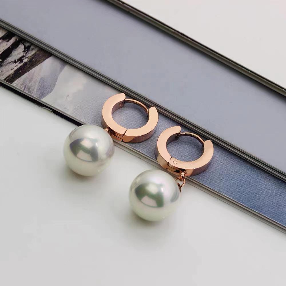 Rose Gold Geometric Titanium Steel Earrings for Women - Stylish, Simple Designs