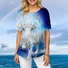 Women Plus Size Ladies Tee Short Sleeve T Shirts Colorful Tiger 3d Print Loose Casual Tops Female Irregular Summer Clothes