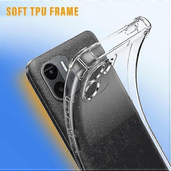 Case For Redmi A1 + 2 Tempered Glass Windows Clear Case Soft Transparent Silicone Shockproof Xiaomi - XY