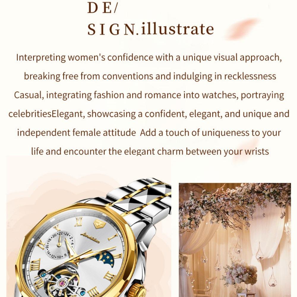 JINSHIDUN новые женские часы для бизнеса и отдыха, водонепроницаемые светящиеся многофункциональные механические часы с турбийоном, женские часы